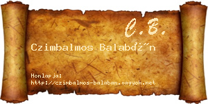 Czimbalmos Balabán névjegykártya